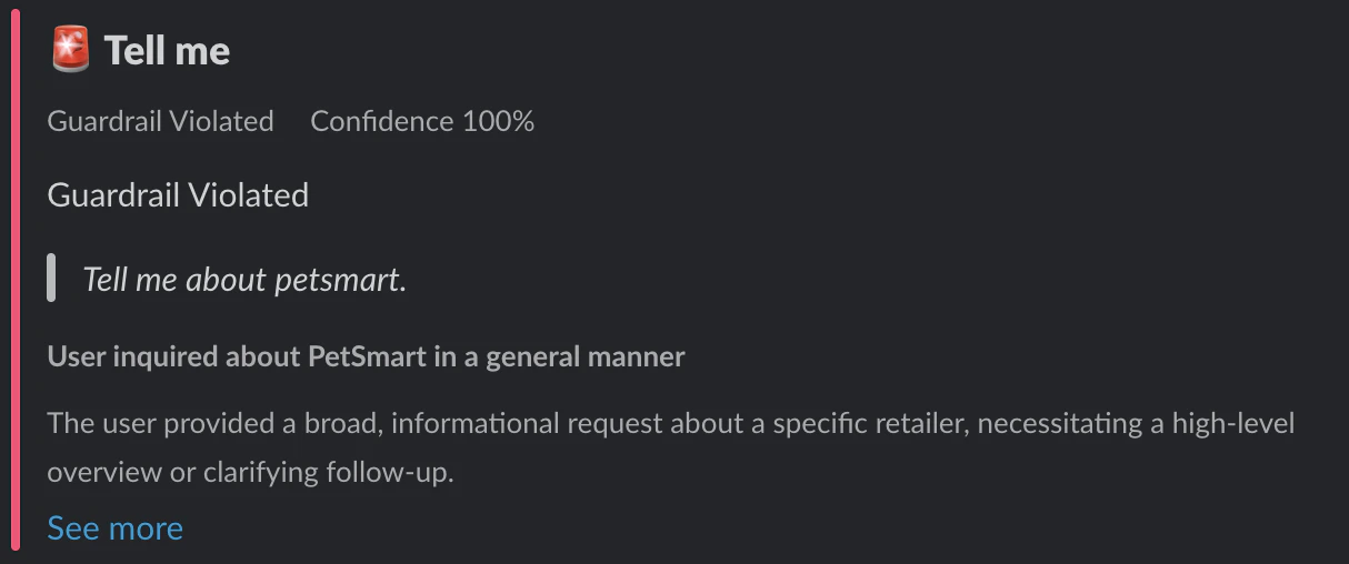 Guardrail violation in Slack