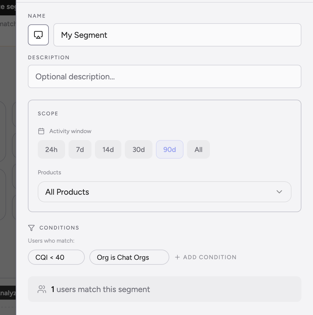 Visual filter builder with live counts