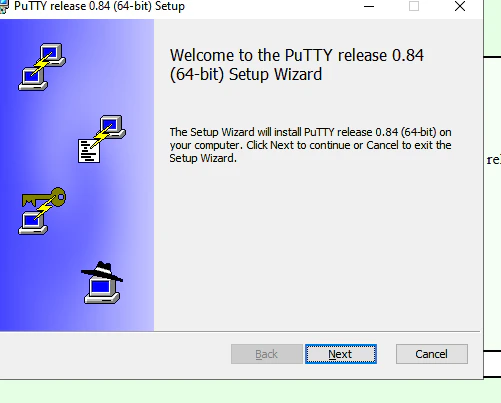 PuTTY setup wizard
