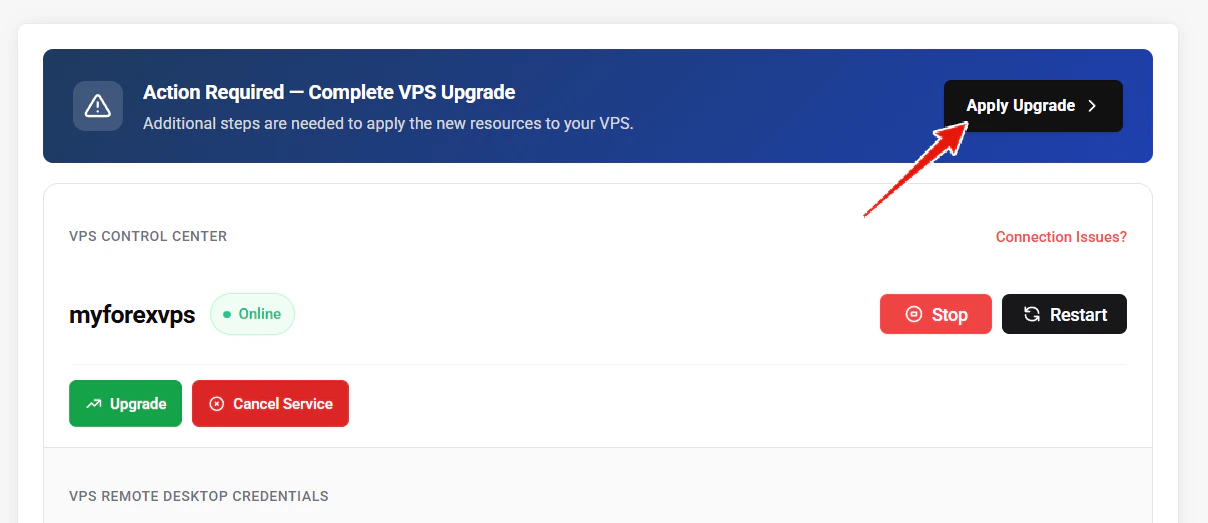 Apply Upgrade Banner