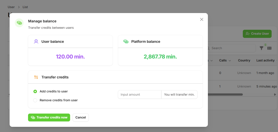 Transfer Credits Interface