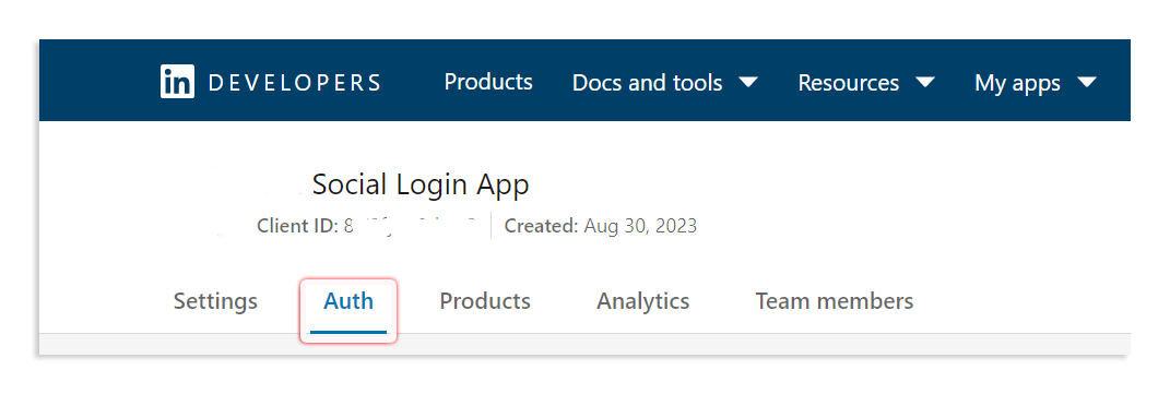 LinkedIn Auth Tab