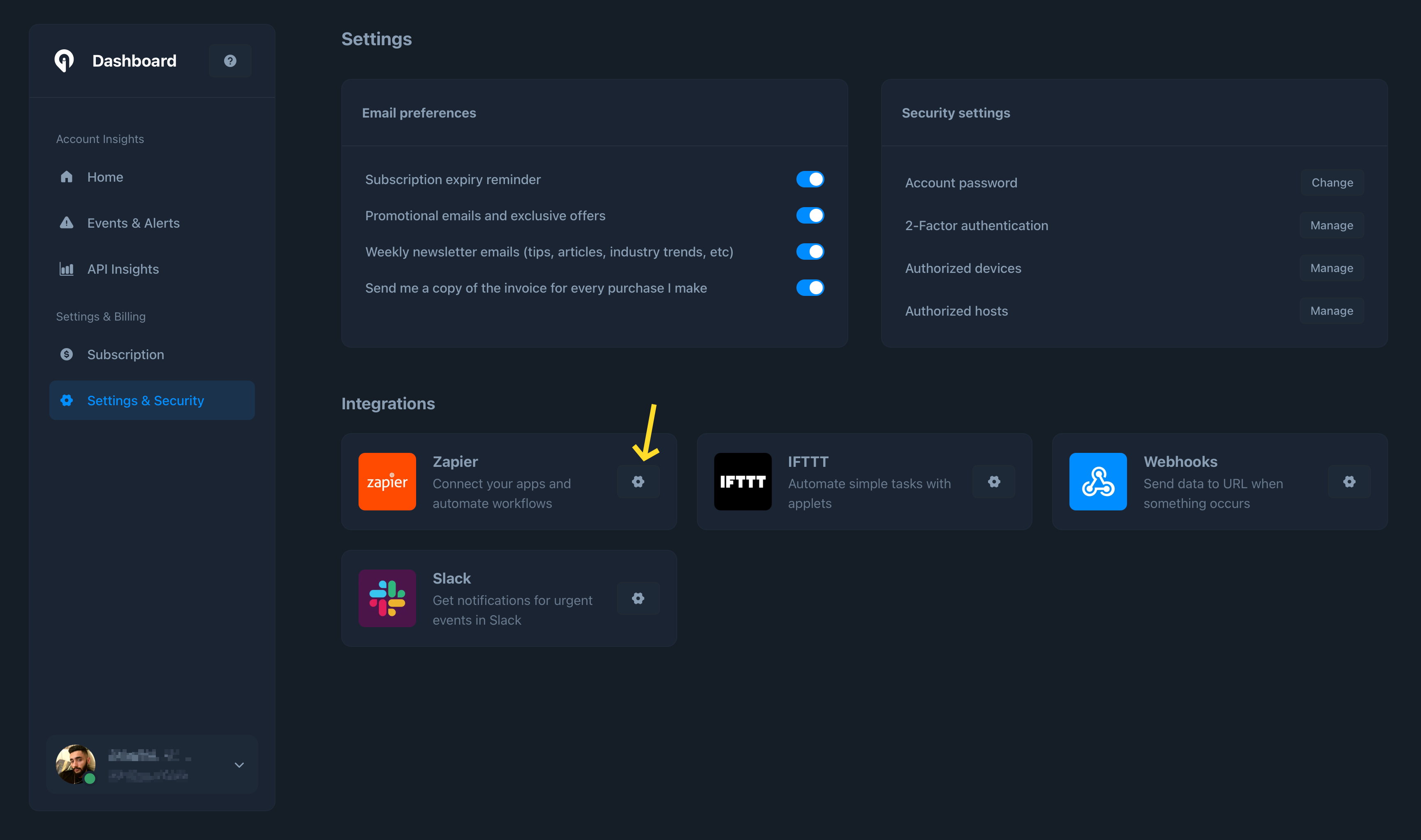 Greip Dashboard - Zapier Integration