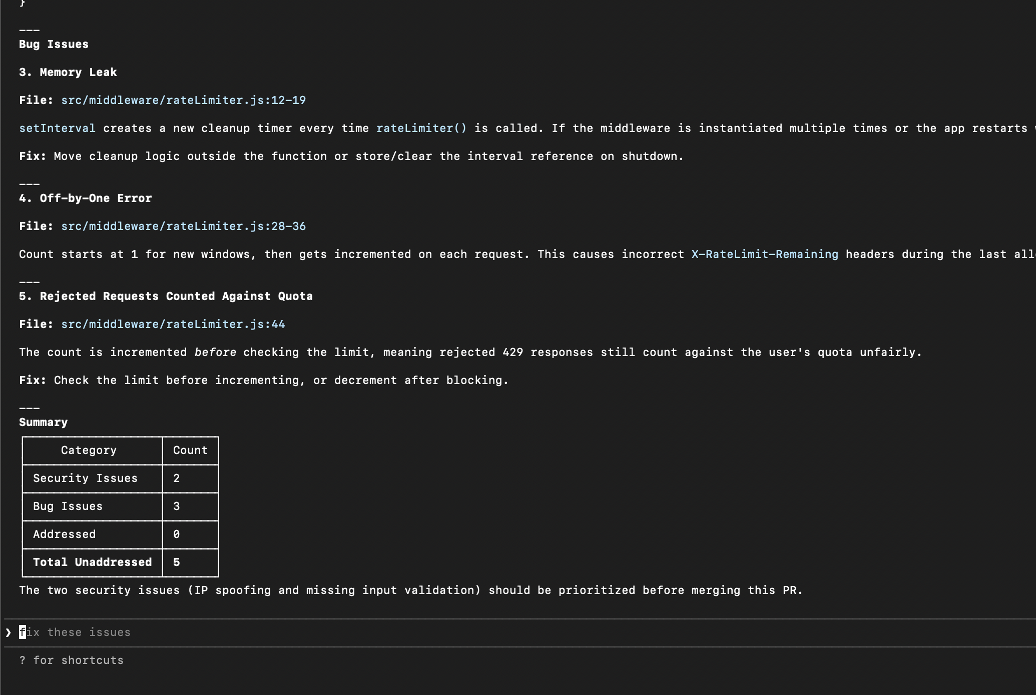 Claude Code showing security analysis from Greptile review