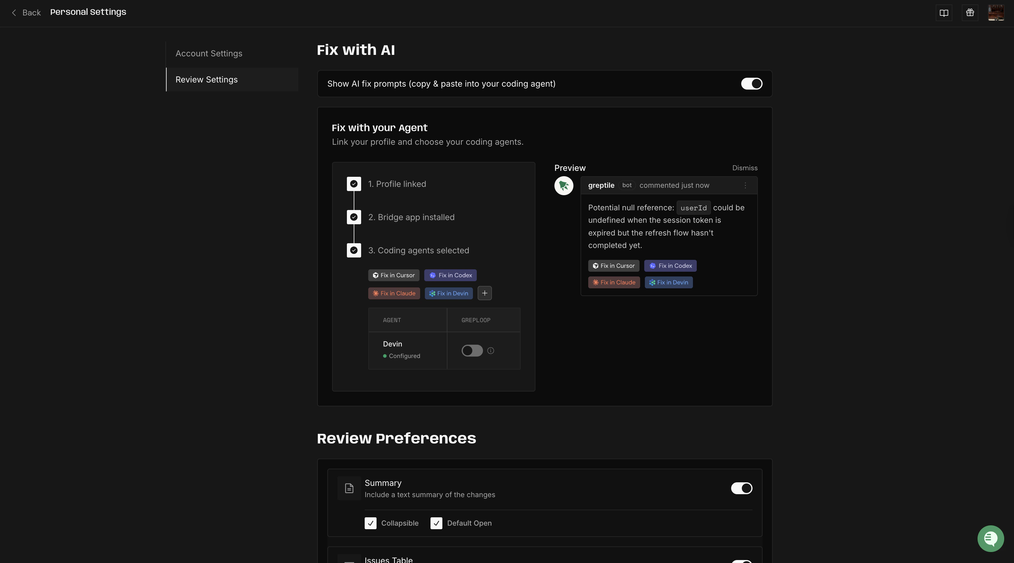 Fix in X section after connecting with agent selected