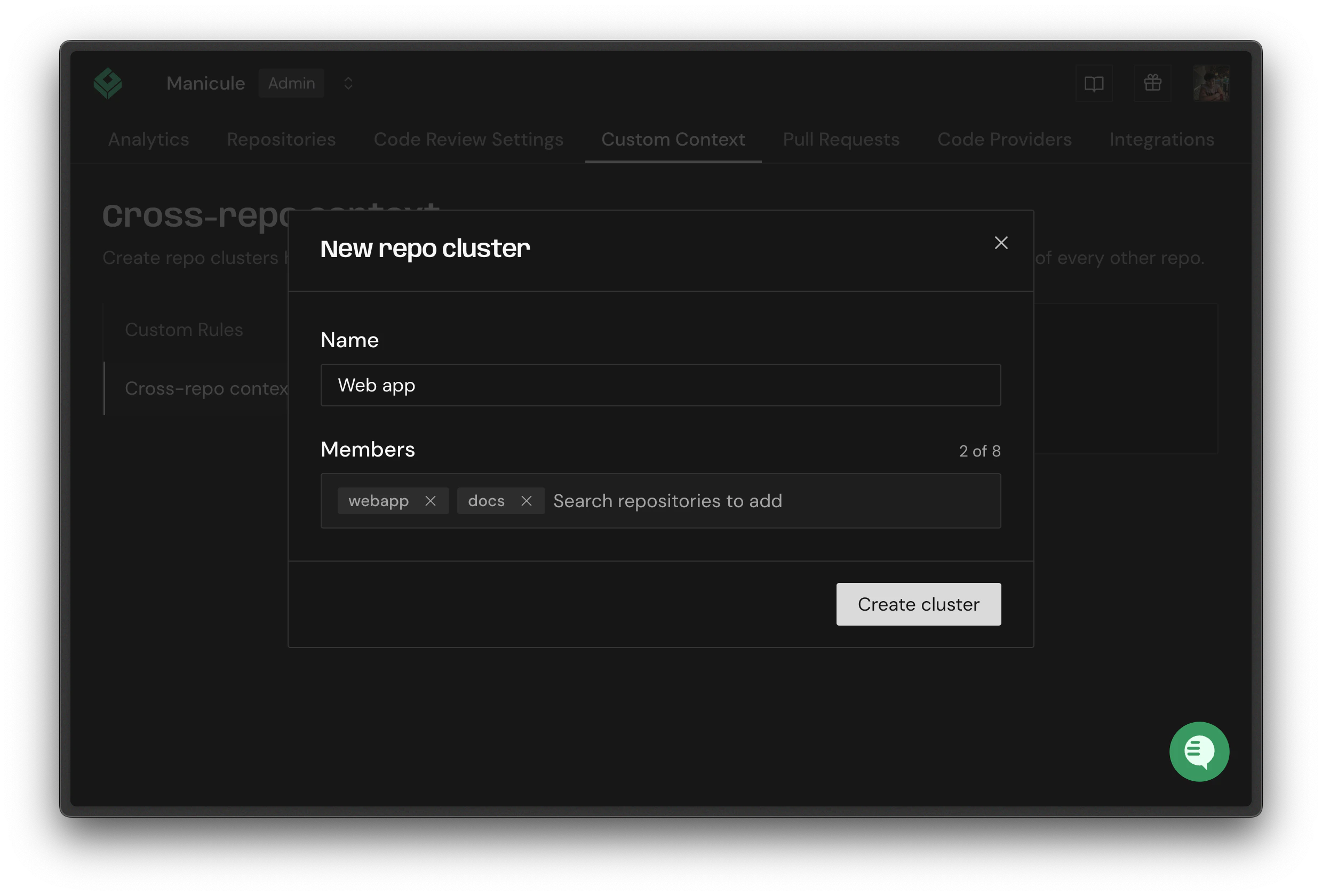 New repository cluster form