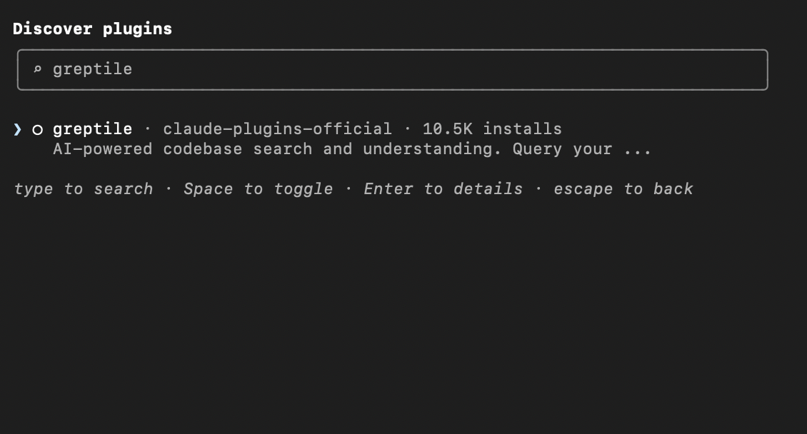 Searching for Greptile plugin
