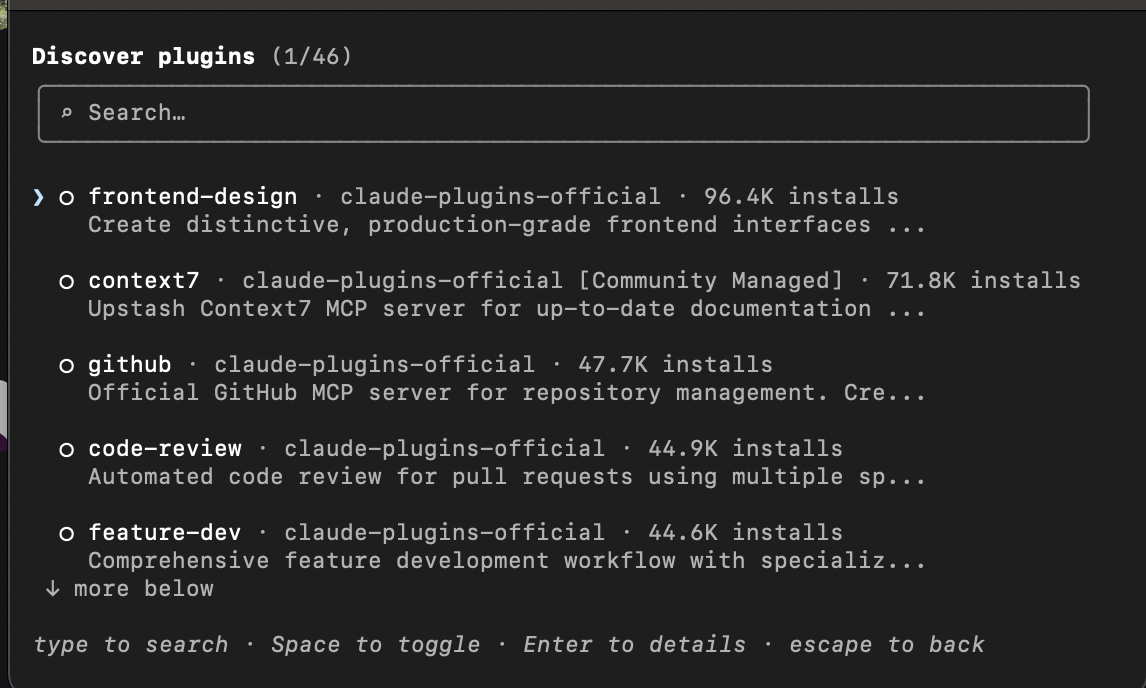 Claude Code plugin browser