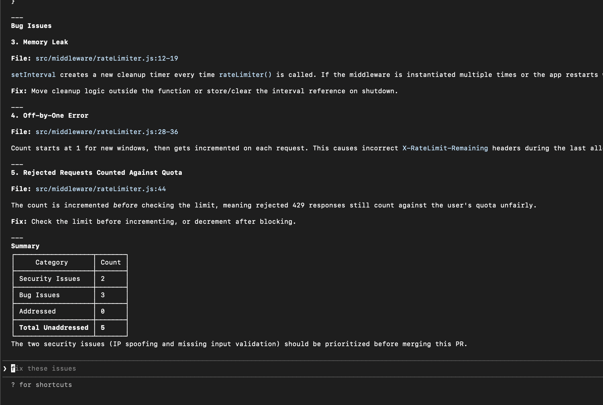 Claude Code showing security analysis from Greptile review