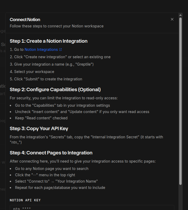 Notion API key
