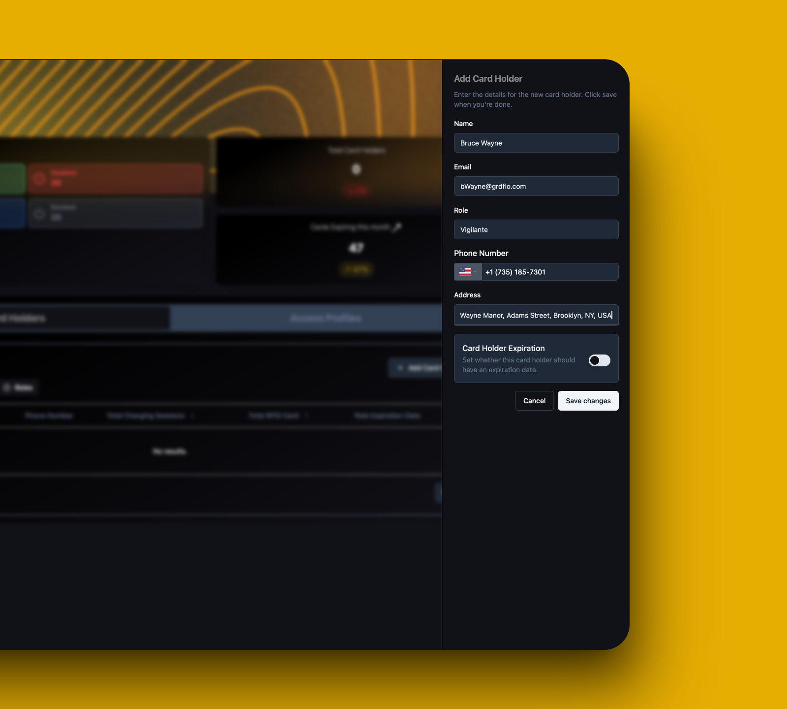 Card Holder Details Form