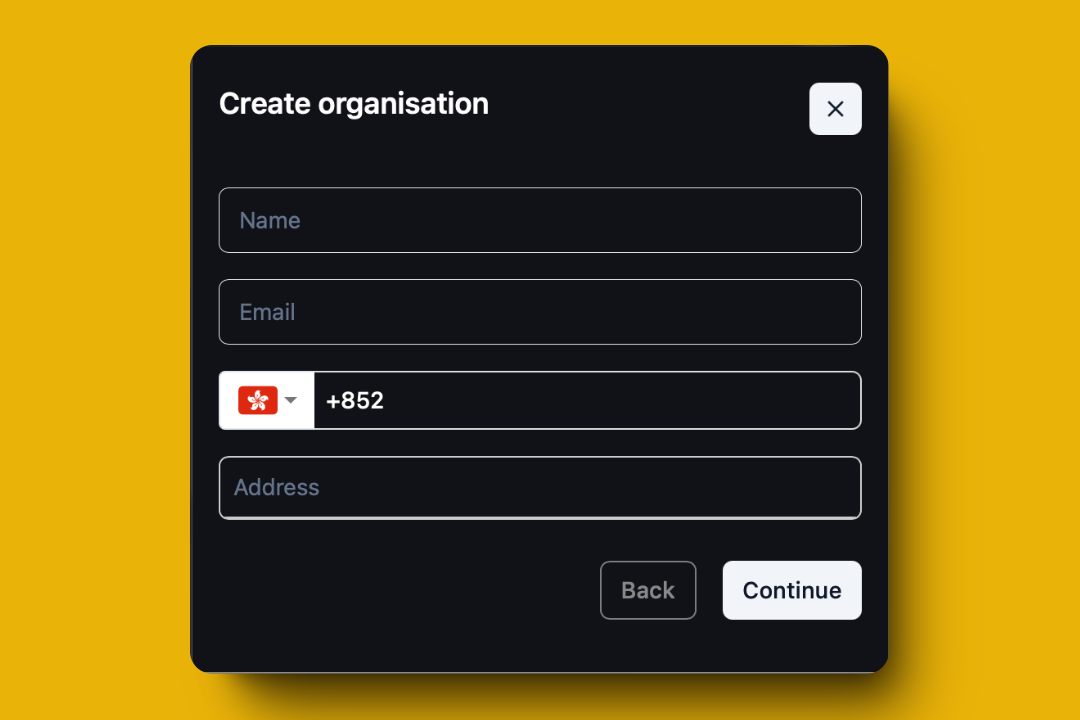 Create Organization options