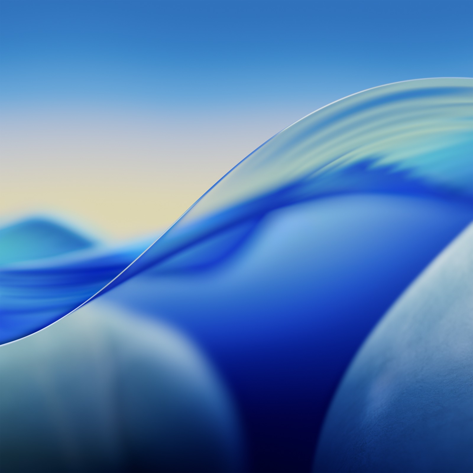 Growi brand artwork: a blue glass wave