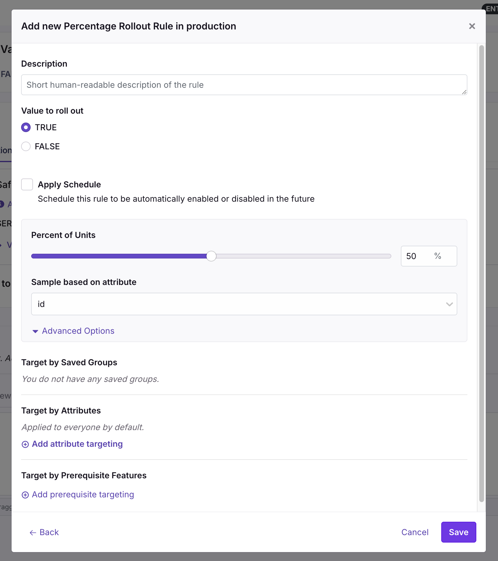 Percentage rollout UI