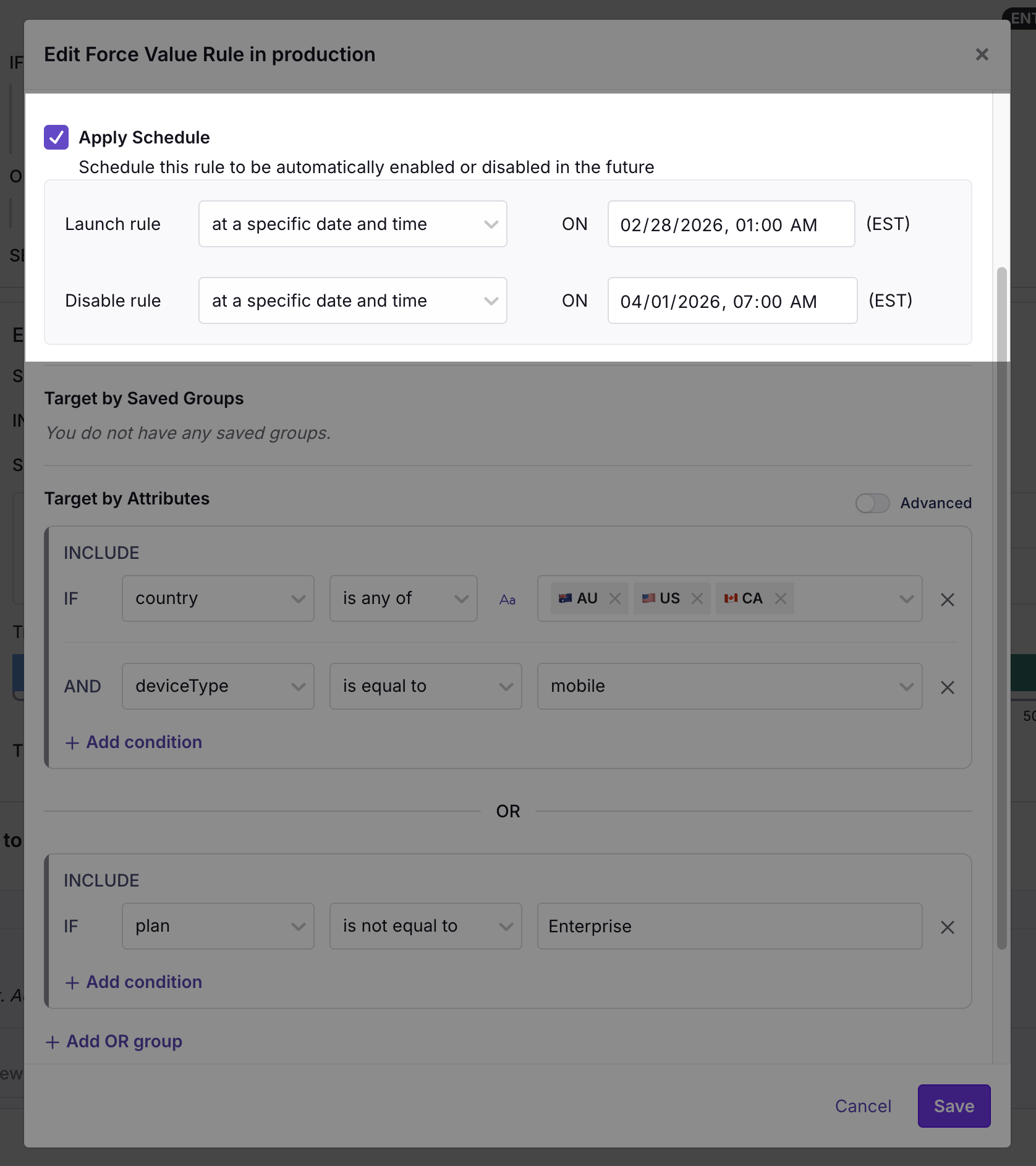 Feature Scheduling
