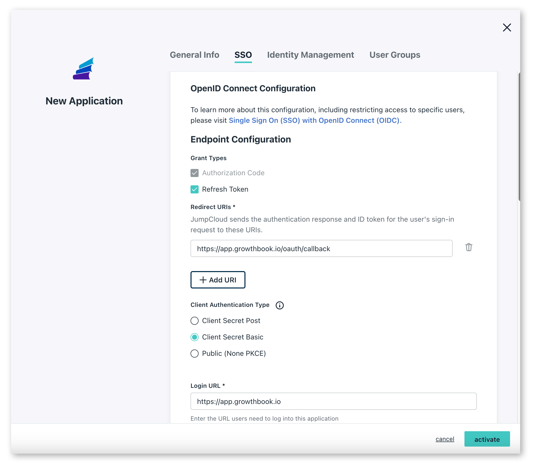 JumpCloud SSO OpenID Connect