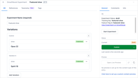 Contentful entry with GrowthBook experiment variations