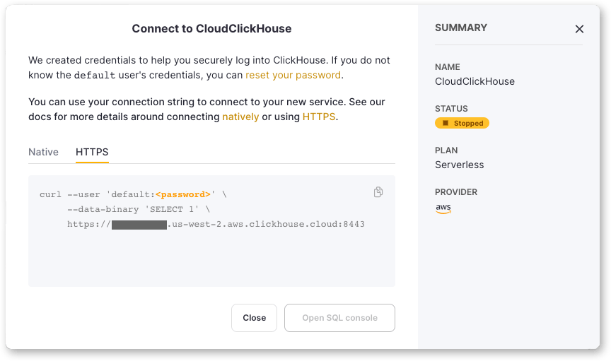 Clickhouse Cloud Connection String