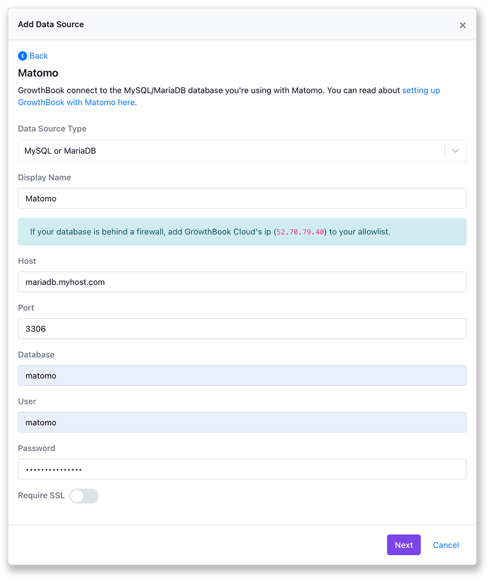 Add MySQL/MariaDB data source