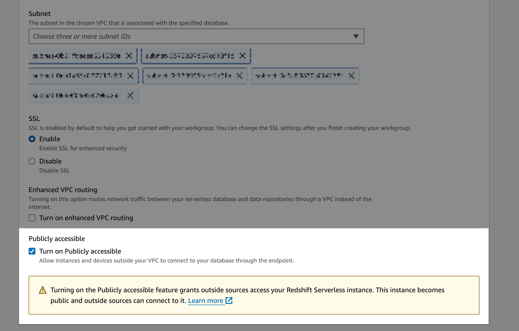 Redshift Publicly Accessible