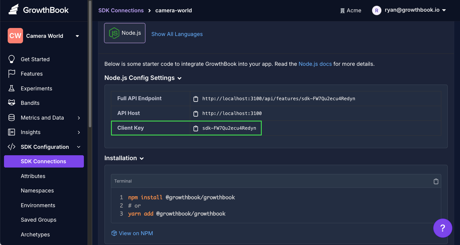 GrowthBook SDK Connection