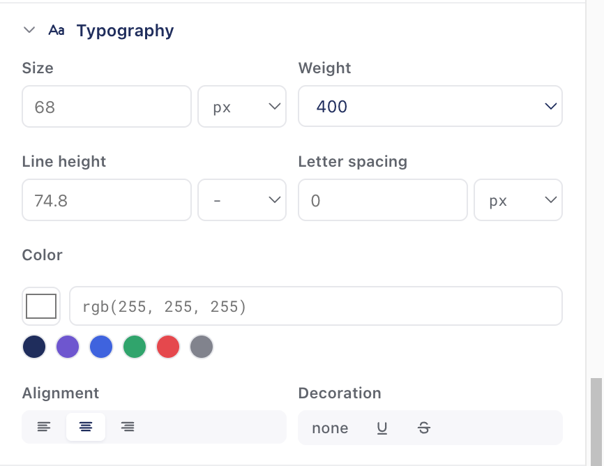 The GrowthBook Visual Editor Typography editor