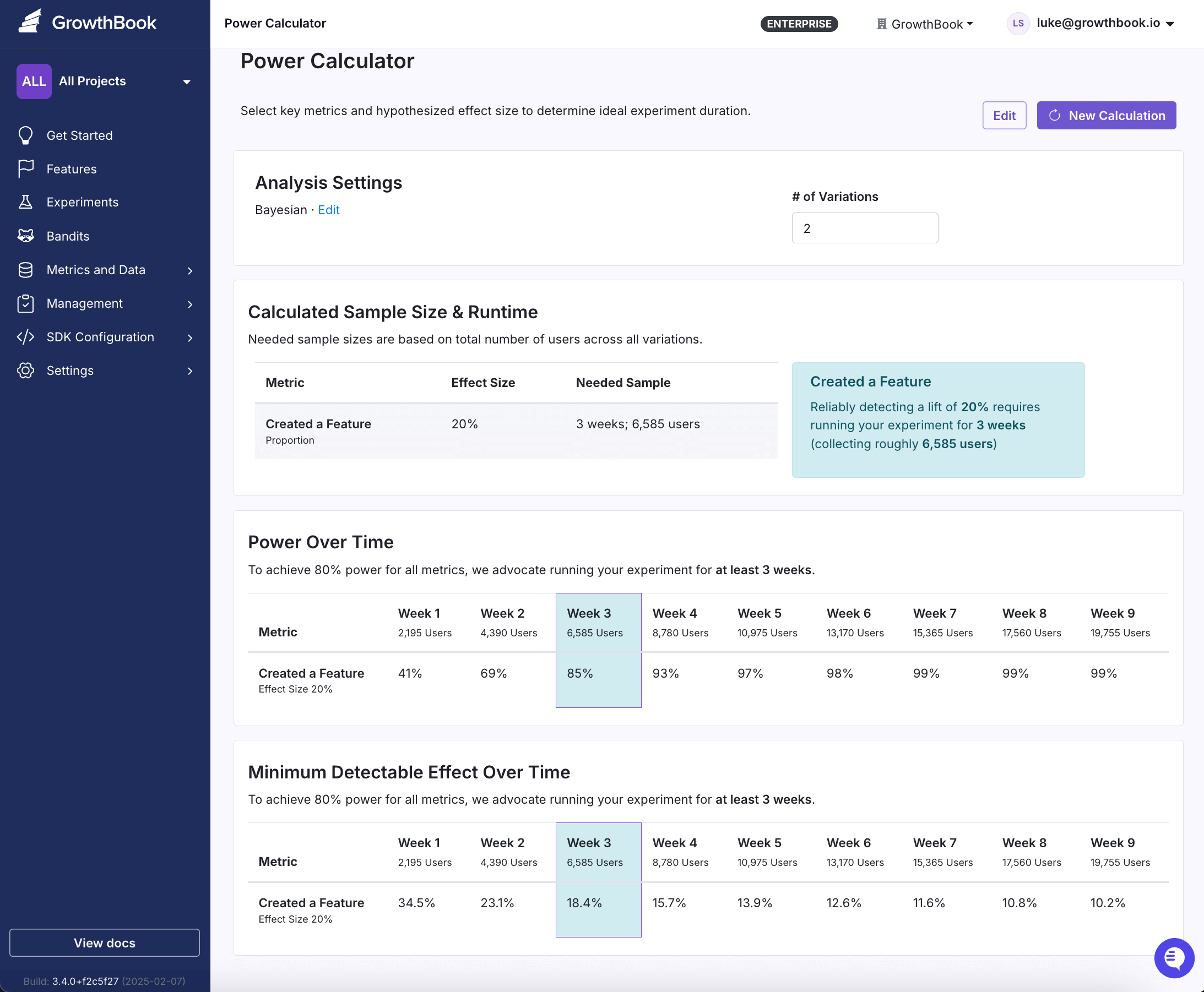 metric and users input