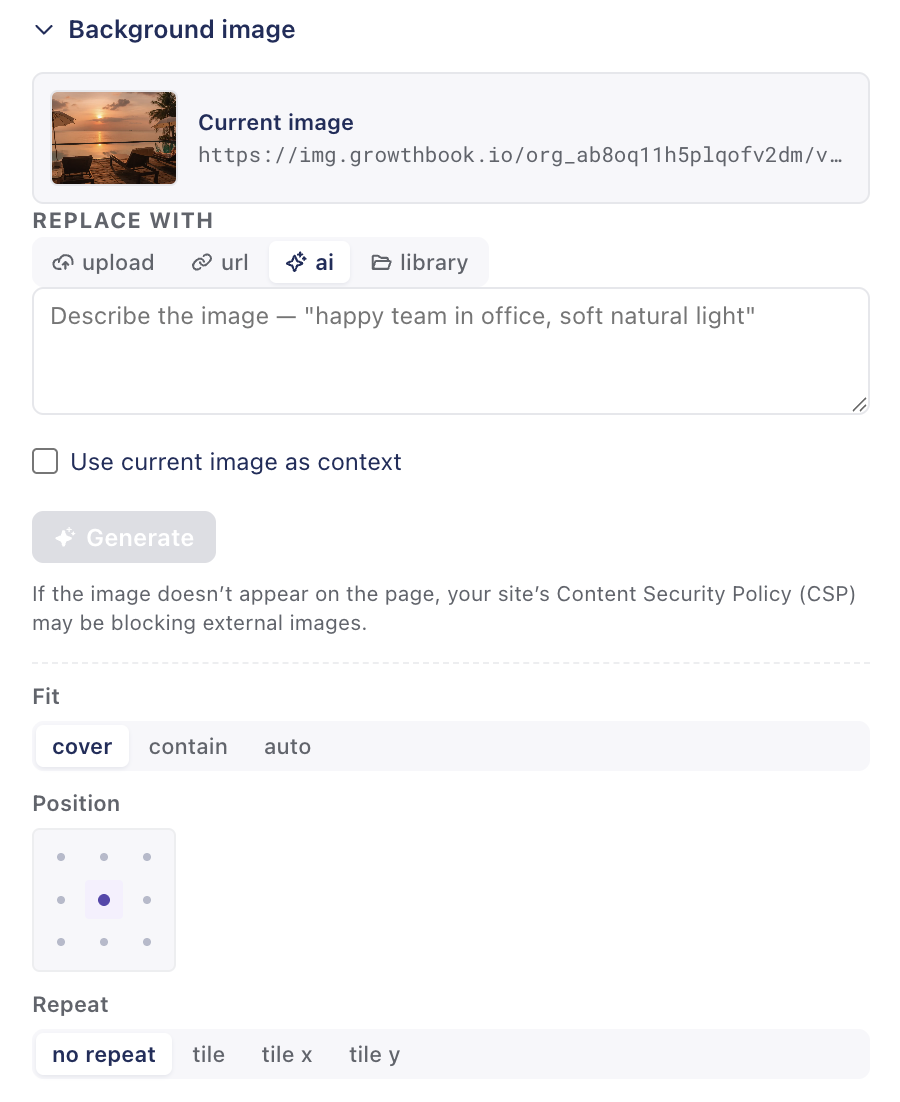 The GrowthBook Visual Editor Background Images
