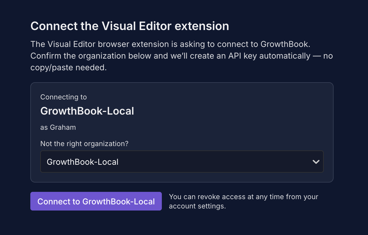 Connect with GrowthBook button to be signed in