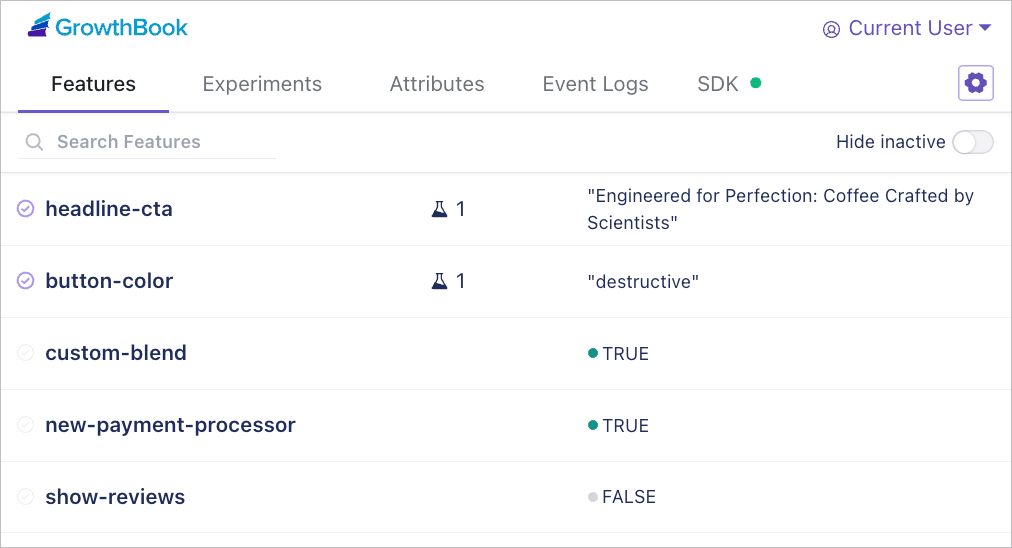 Feature flags and overrides