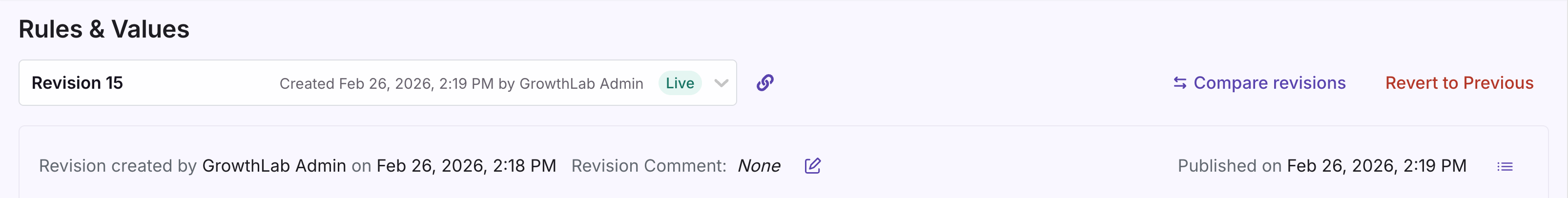 Green badge indicating the published version is live