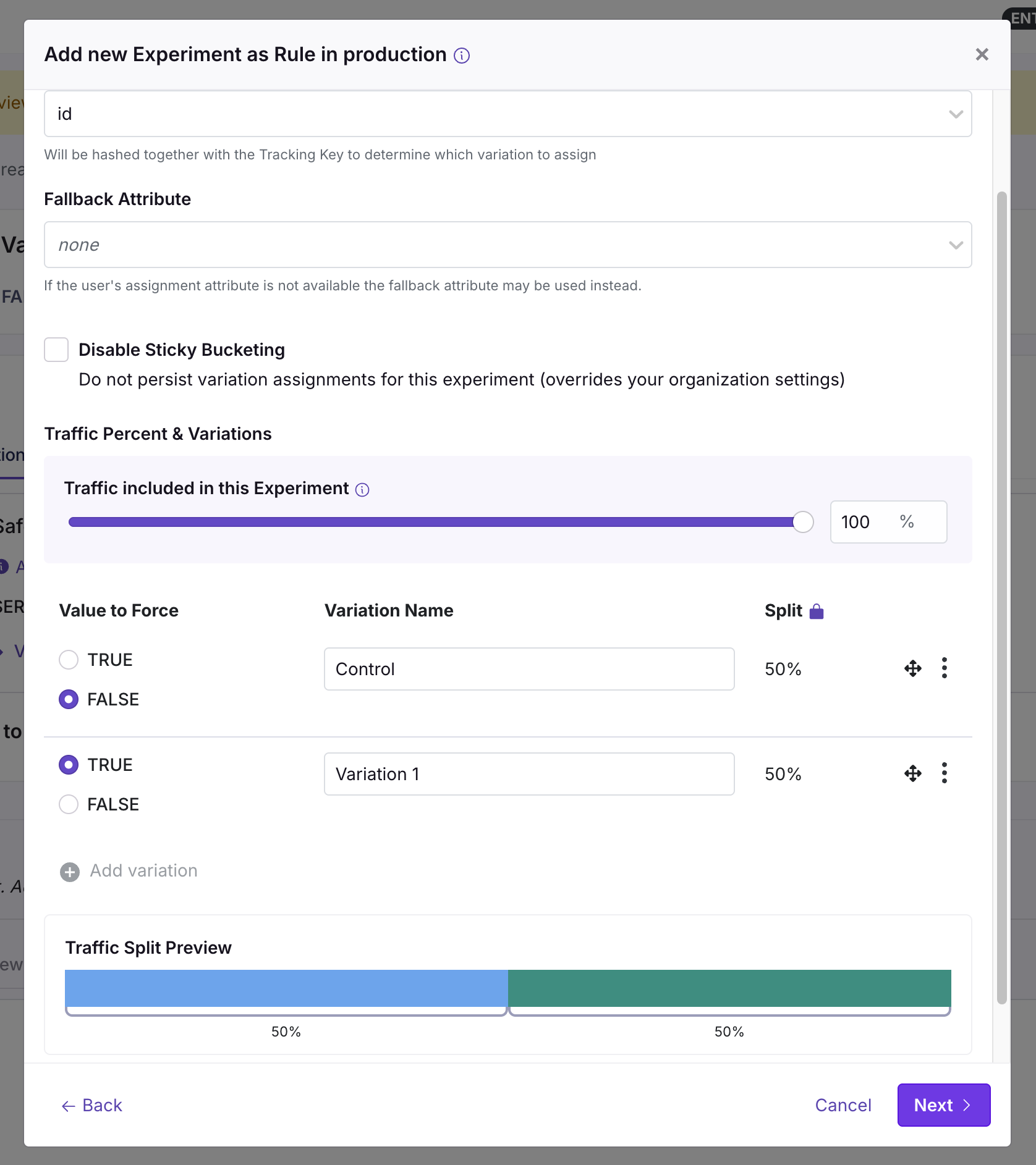 Experiment rule UI