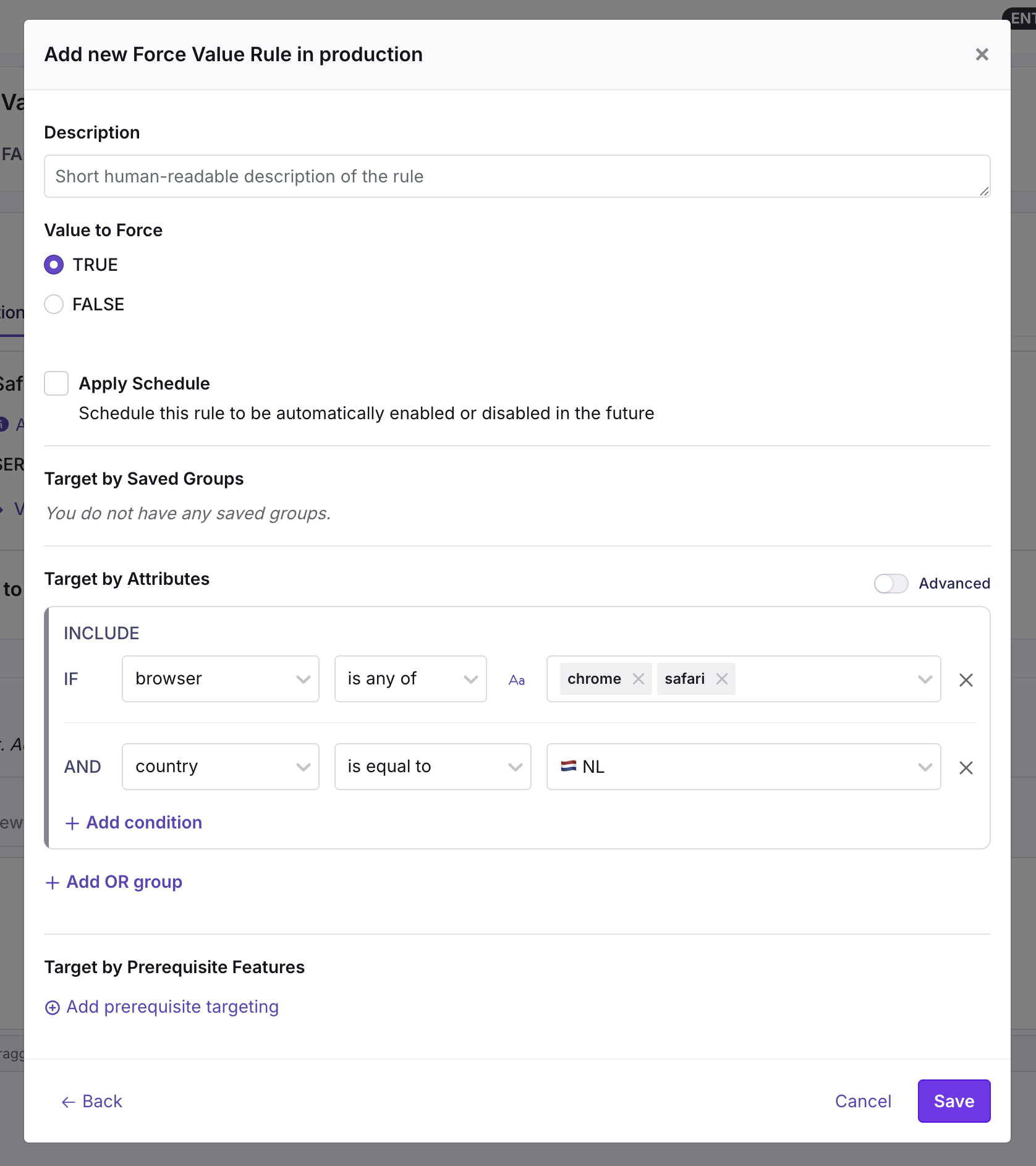 Forced value rule UI