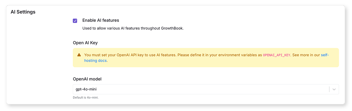 AI Settings Self-hosting