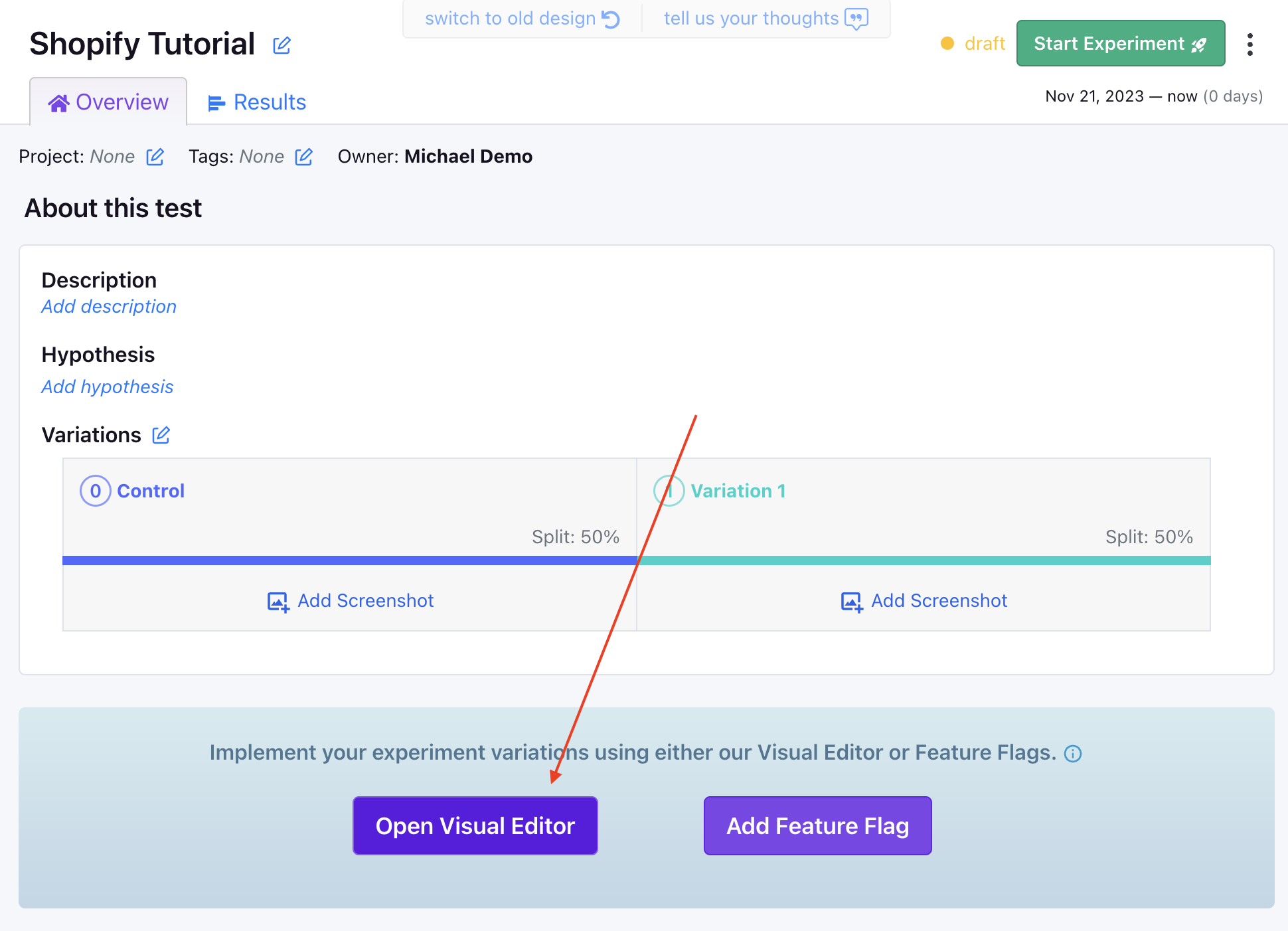 Open the Visual Editor on a Shopify store