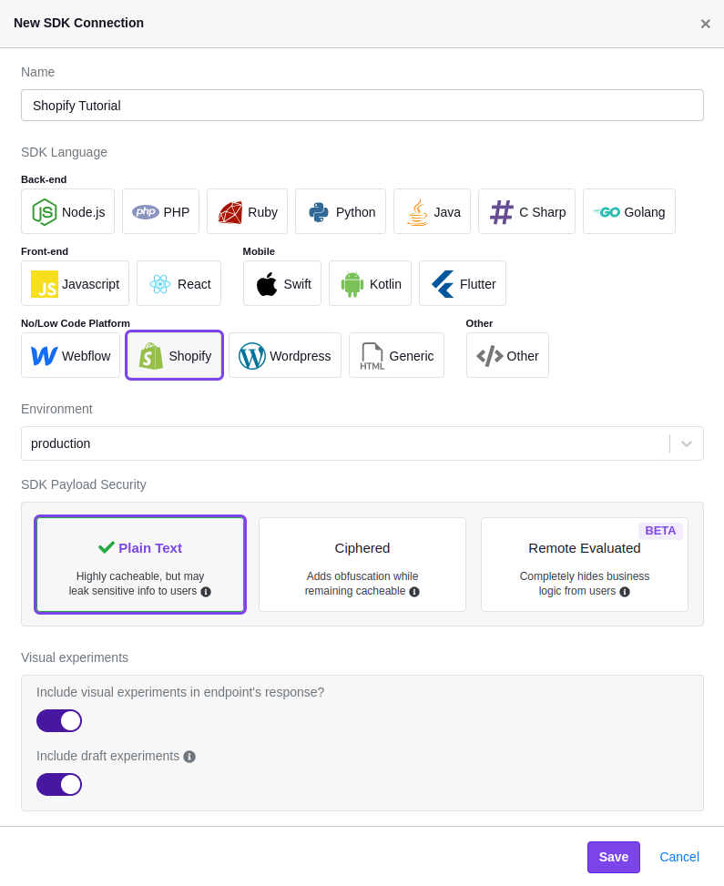 Shopify SDK Connection in GrowthBook