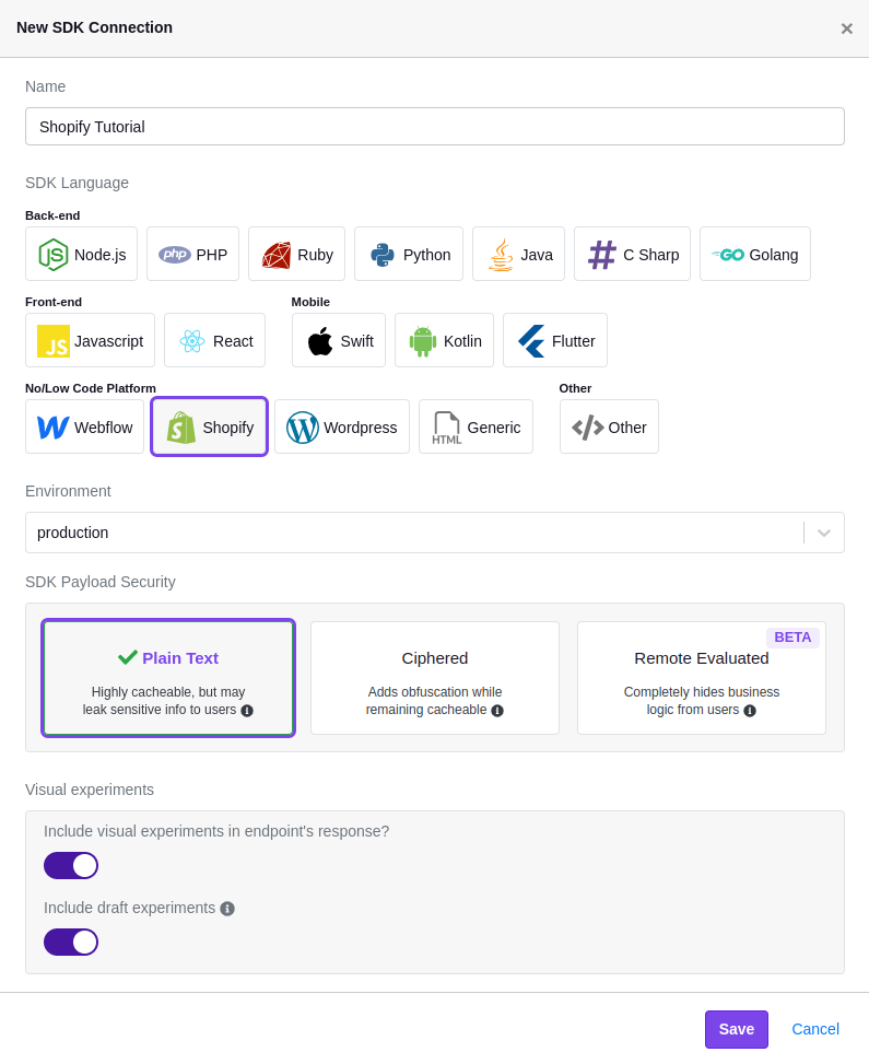 Shopify SDK Connection in GrowthBook