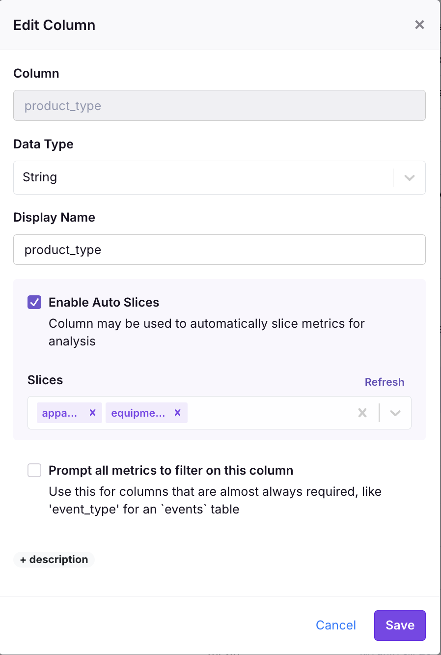 Configuring slice levels