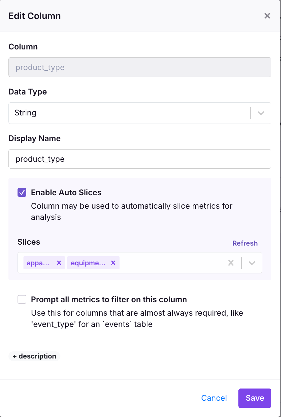 Configuring slice levels