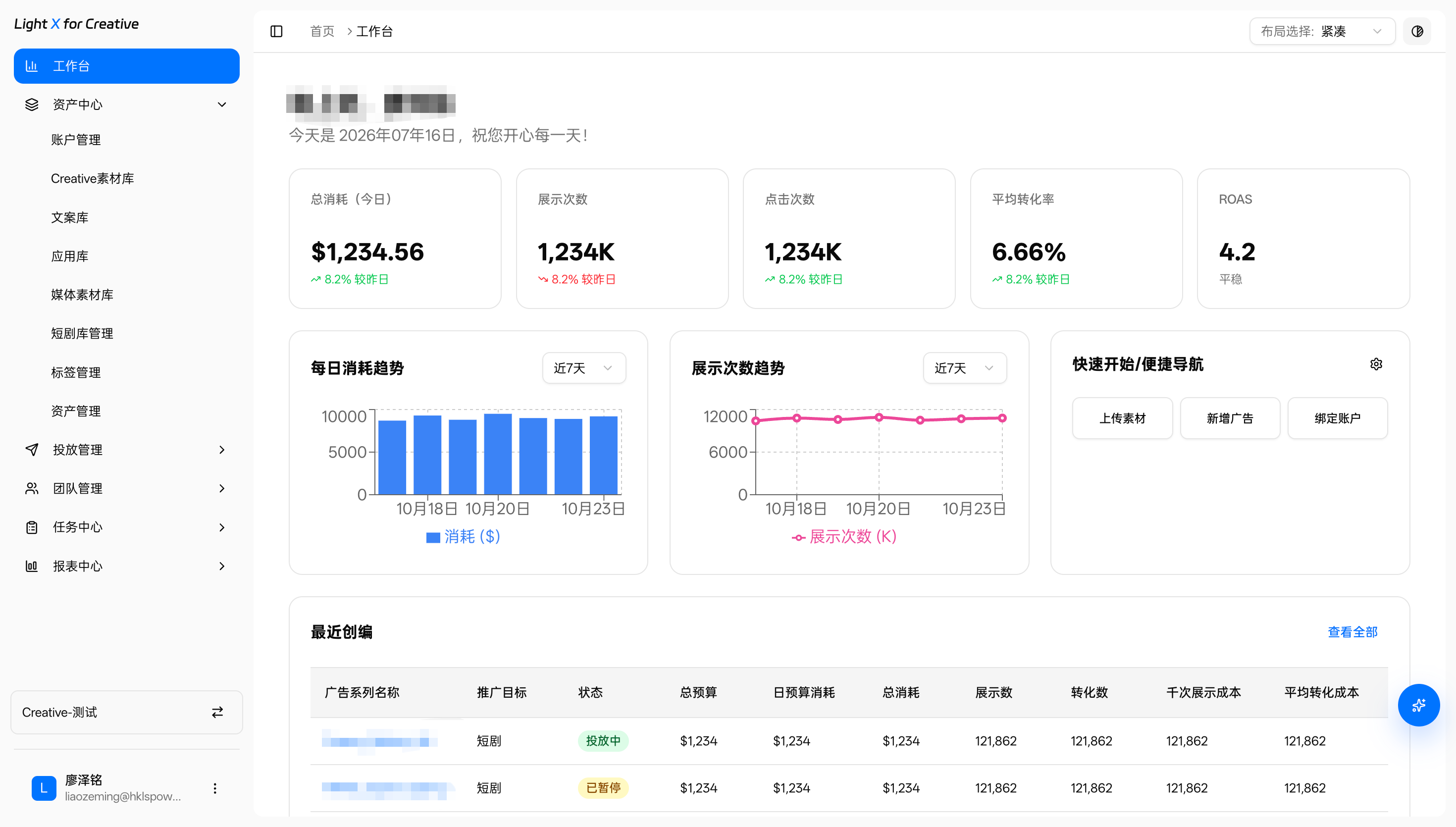 工作台页面