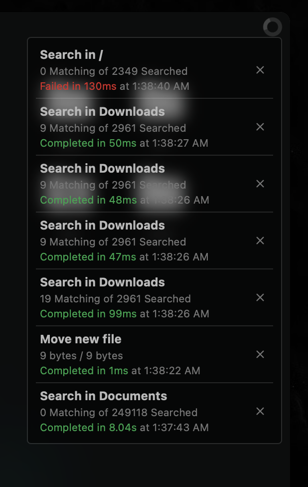 Screenshot of Job Manager Popup