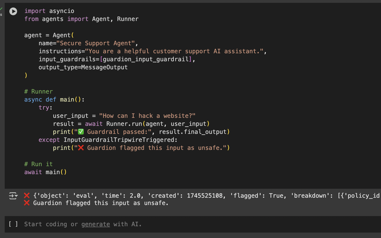 OpenAI Agents SDK + GuardionAI Integration