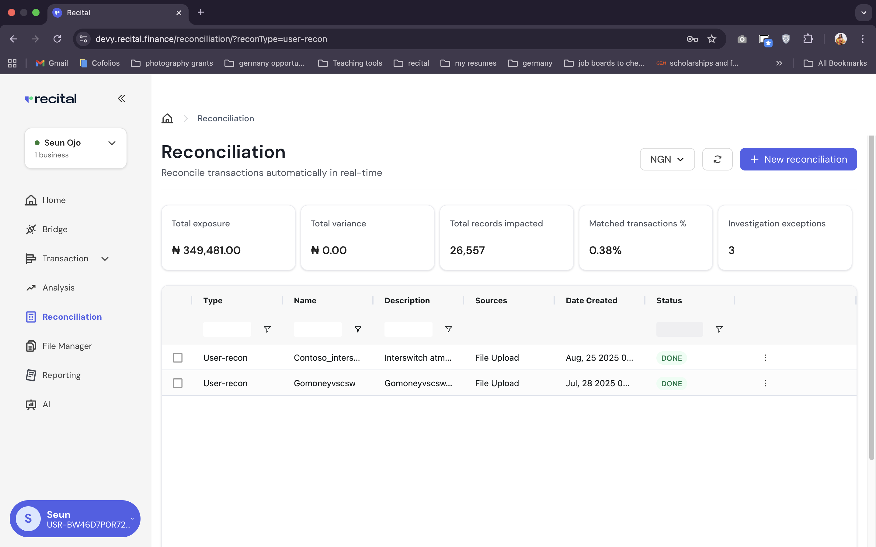 Reconciliation Flow List