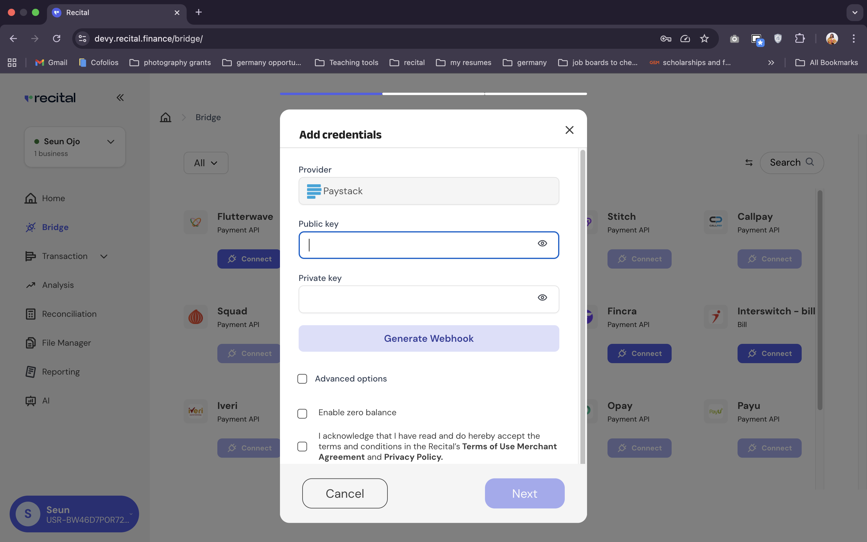 Bridge PSP Authentication