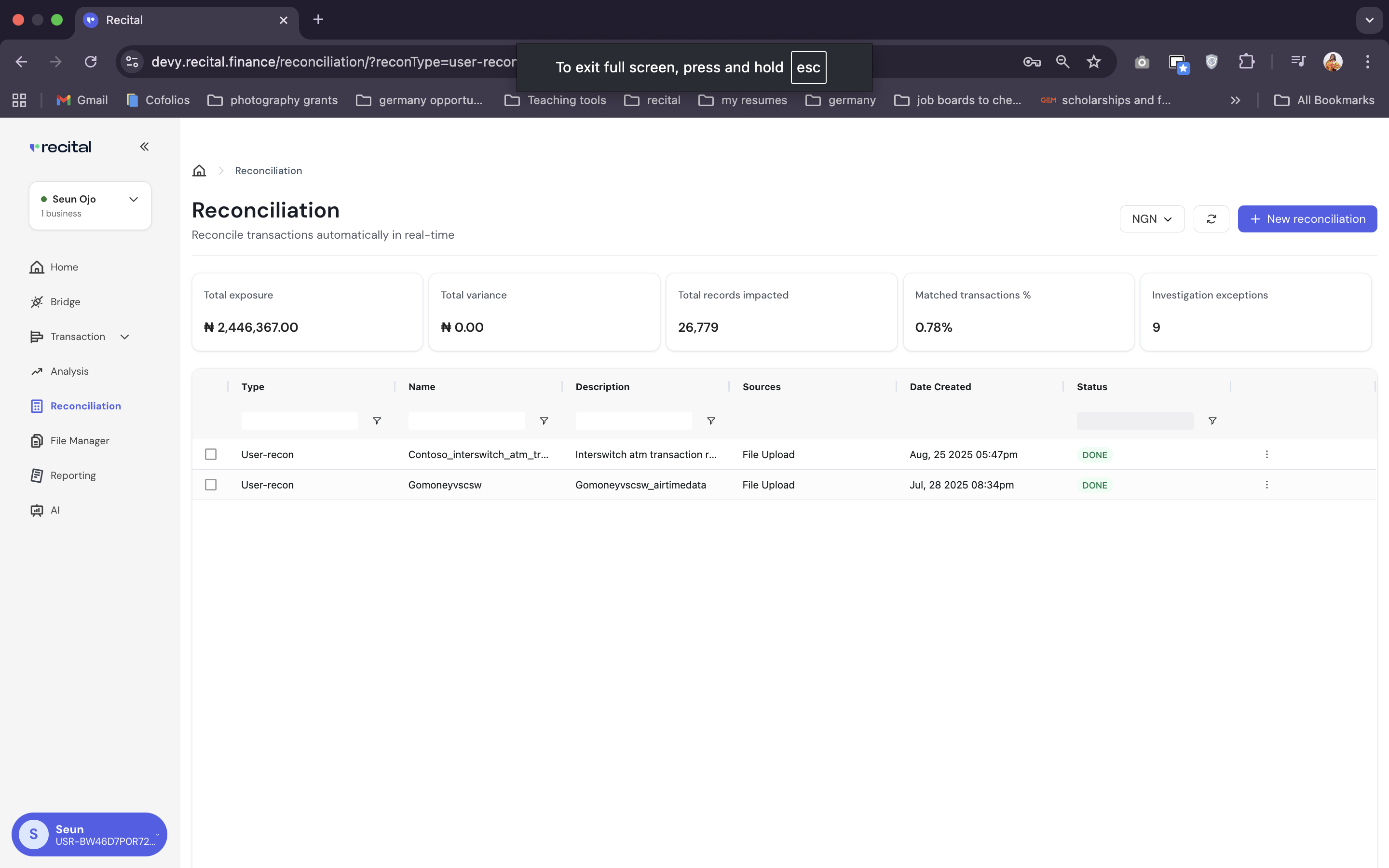 Reconciliation Home Page