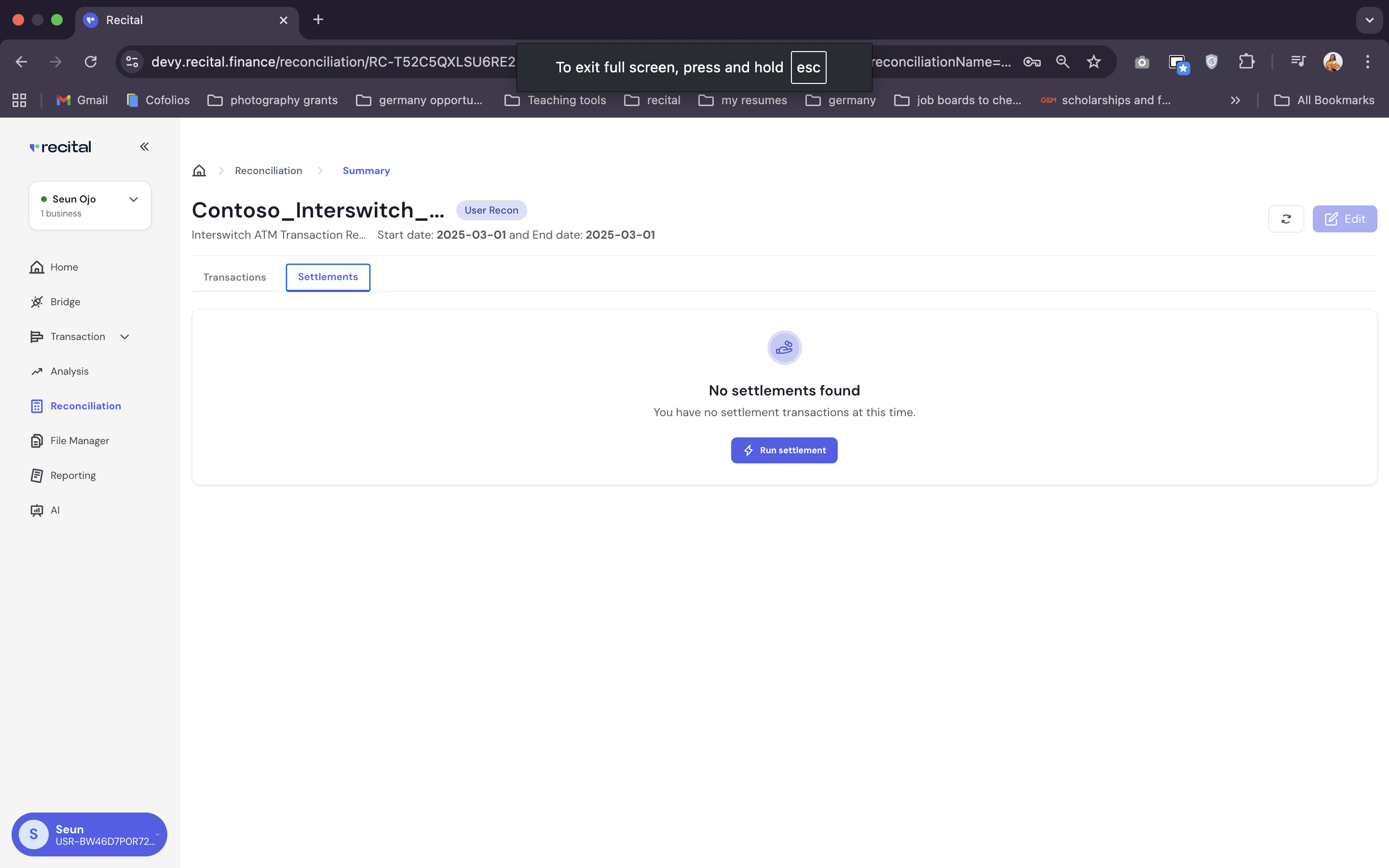 Reconciliation Home Page