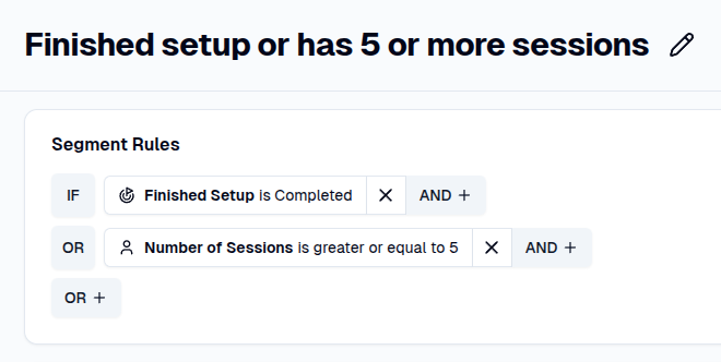 User segment example using the OR operator
