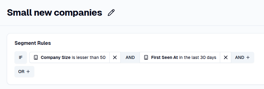 Company segment example using the AND operator