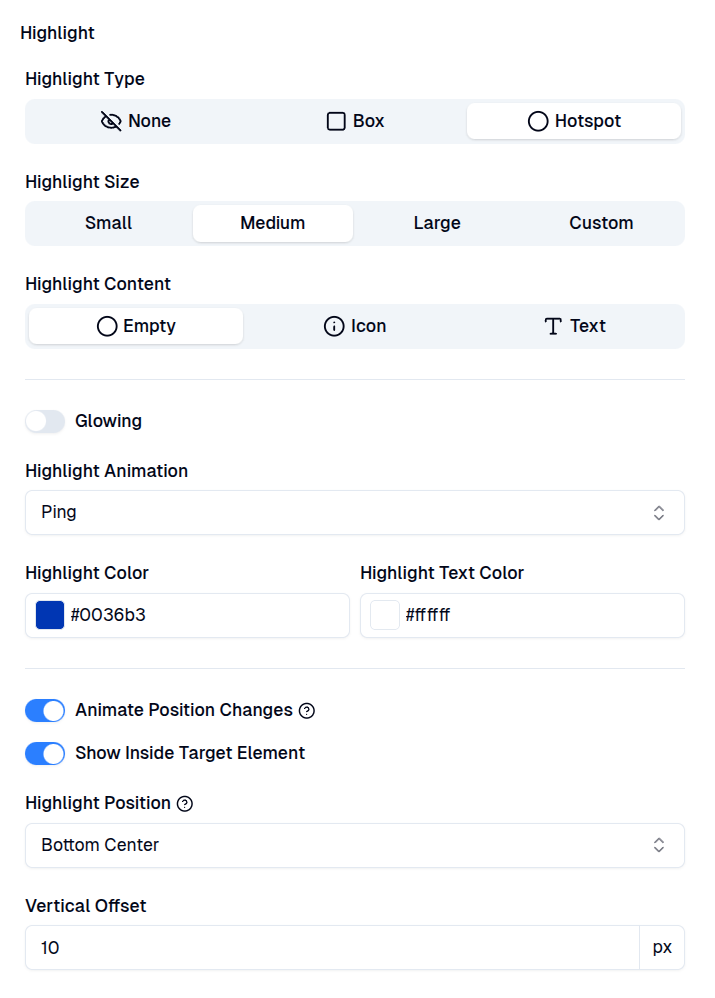 Theme highlight hotspot