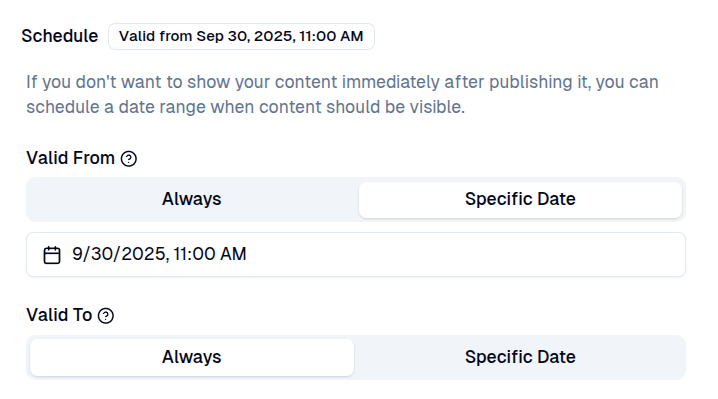 Schedule content visibility